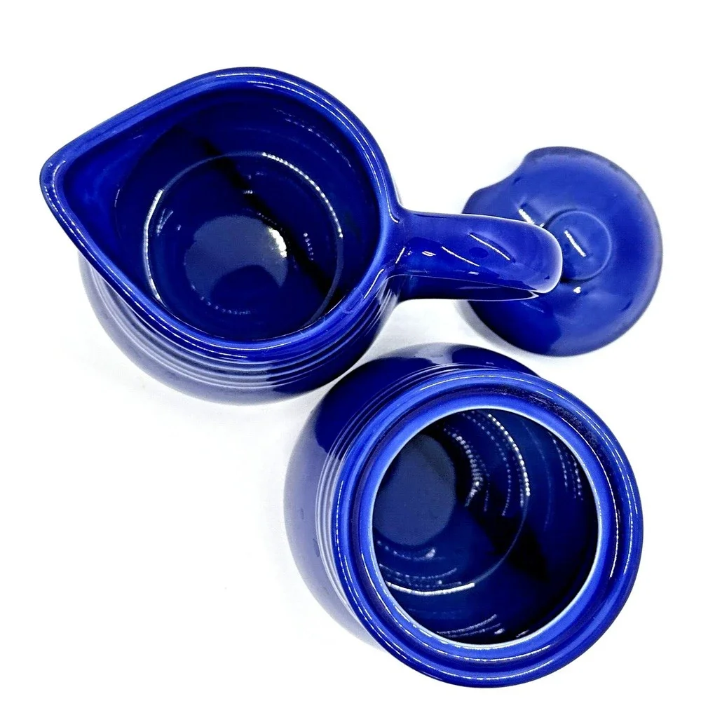 Test Rite International Cobalt Blue Stoneware Sugar & Creamer‎ set